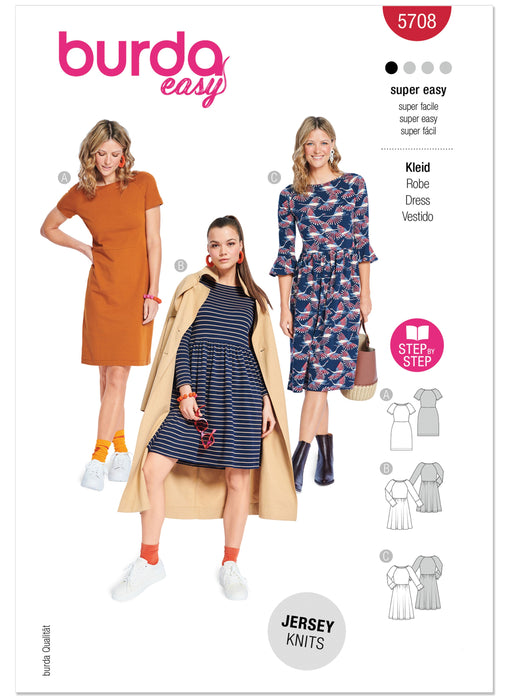 Burda Pattern 5708 Misses' Dresses from Jaycotts Sewing Supplies