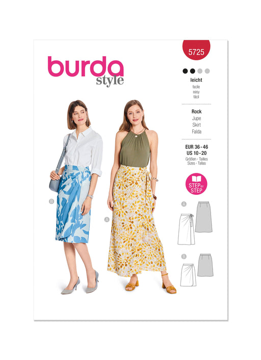 Burda style sewing pattern 5725 Misses' Wrap Skirt from Jaycotts Sewing Supplies