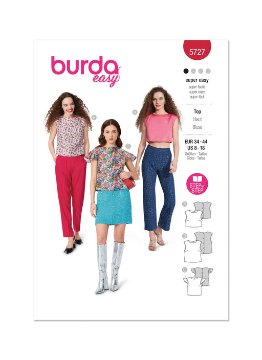 Burda style sewing Pattern 5727 Misses' Top from Jaycotts Sewing Supplies