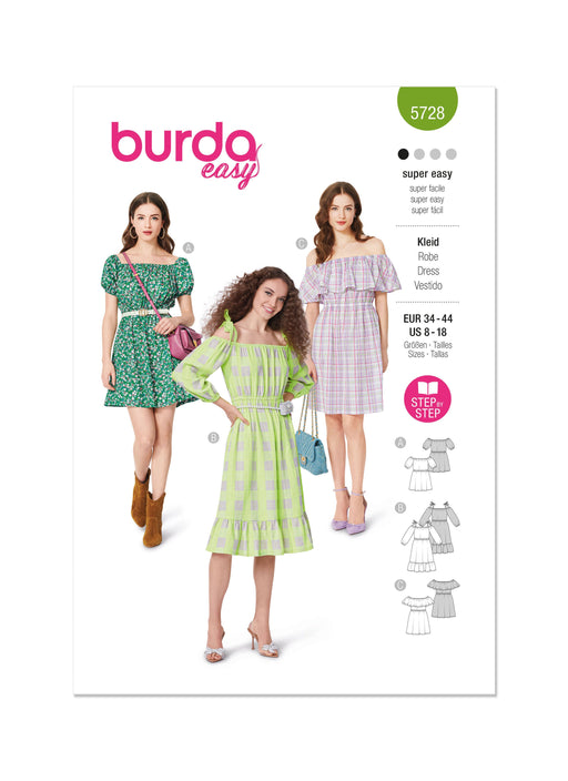 Burda style sewing  Pattern 5728 Misses' Dress from Jaycotts Sewing Supplies