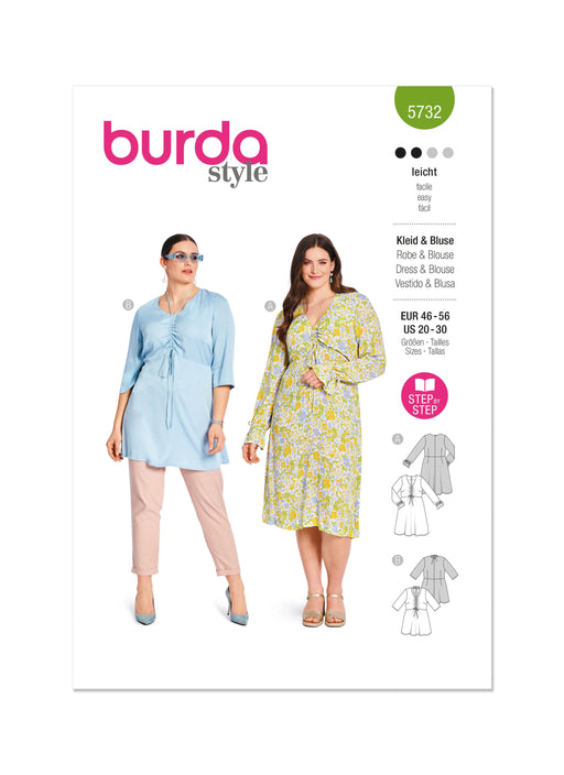 Burda style sewing pattern 5732 Misses' Dress and Blouse from Jaycotts Sewing Supplies