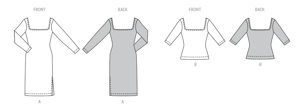 Burda style sewing pattern 5738 Misses' Dress and T-Shirt from Jaycotts Sewing Supplies