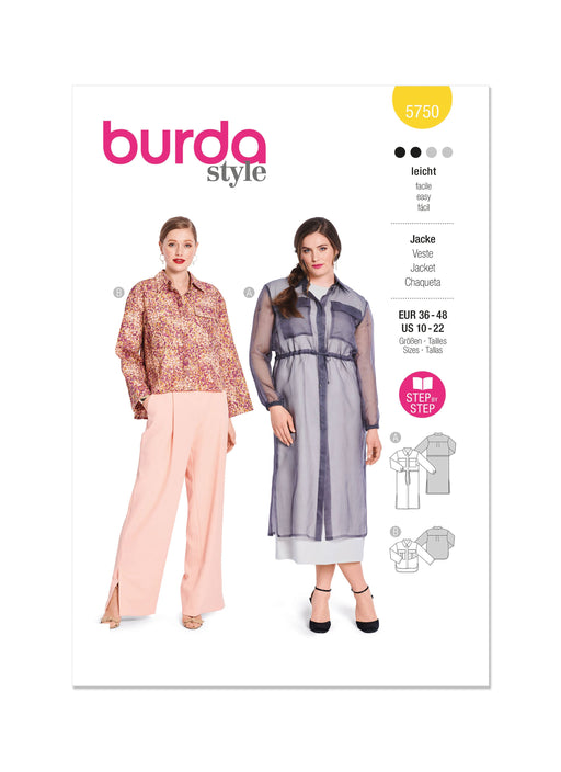 Burda style sewing  Pattern 5750 Misses' Jacket from Jaycotts Sewing Supplies