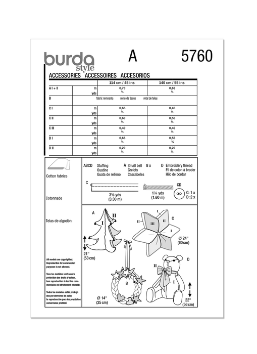 Burda Style Pattern 5760 Crafts from Jaycotts Sewing Supplies