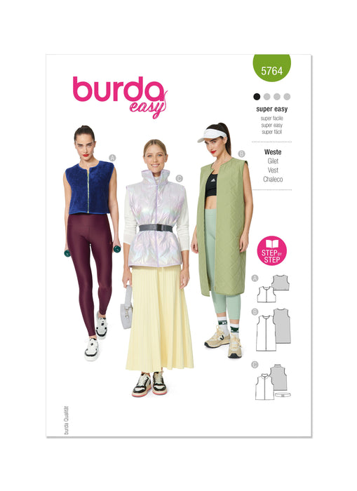 Burda Style Pattern 5764 Misses' Waistcoats from Jaycotts Sewing Supplies