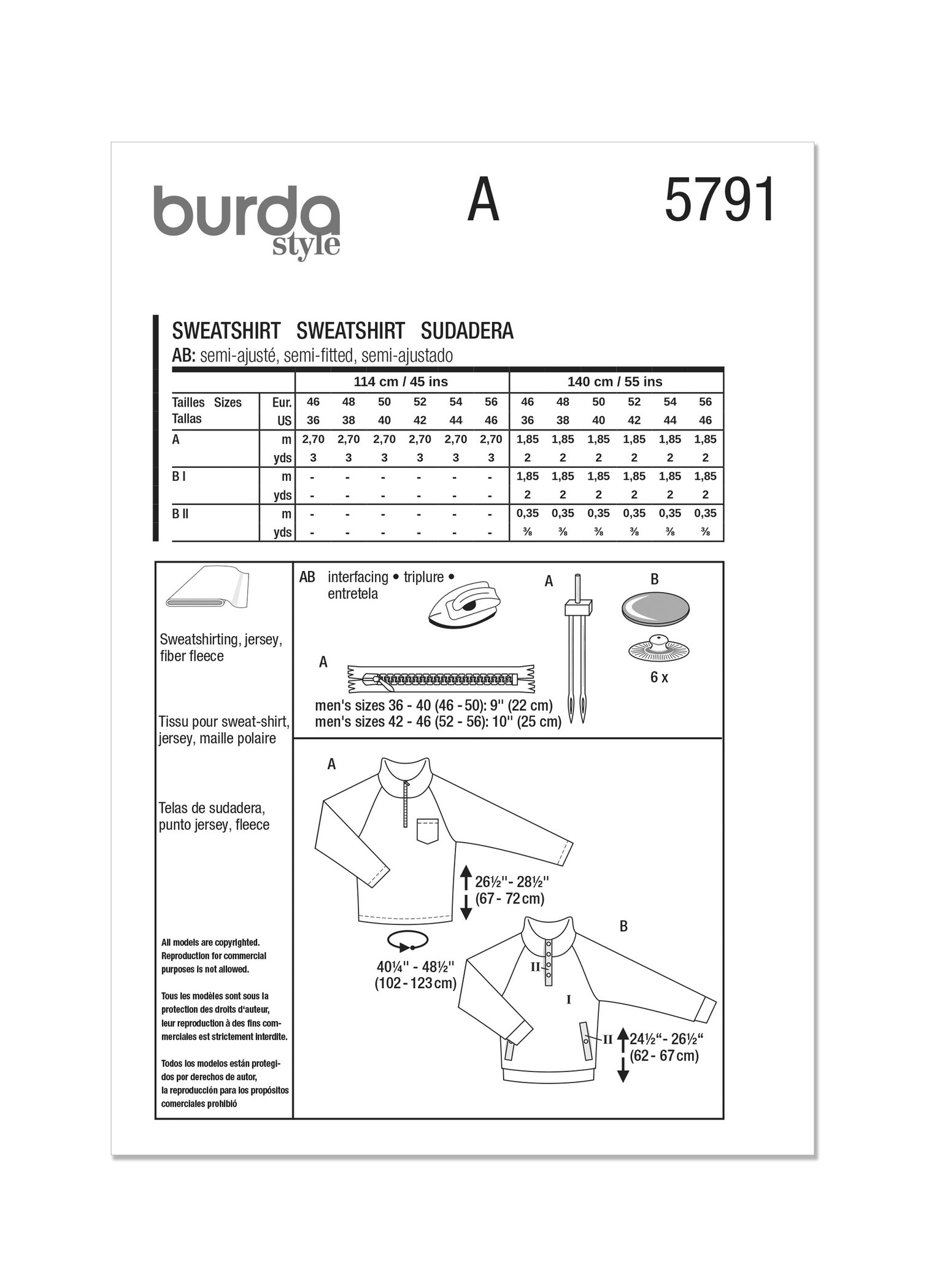 Burda Style Pattern 5791 Misses' Top — jaycotts.co.uk - Sewing Supplies