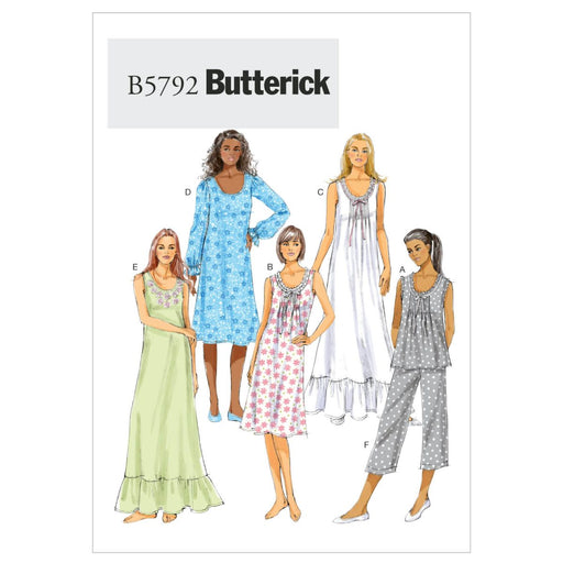 Butterick 5792 Misses' Nightwear Pattern Top, Gown and Pants from Jaycotts Sewing Supplies