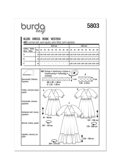 Burda Style 5803 Easy to sew Dress Pattern from Jaycotts Sewing Supplies