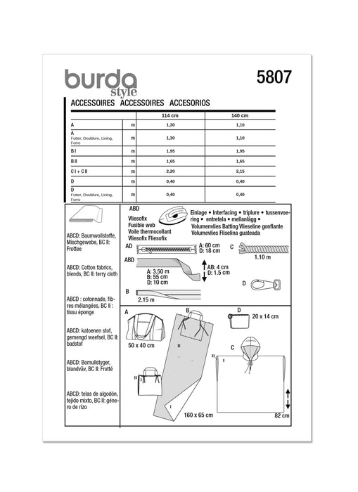 Burda Style Pattern 5807 Beach Poncho and Accessories from Jaycotts Sewing Supplies