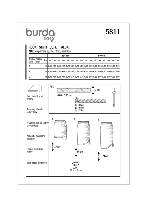 Burda Style 5811 Easy Sew Summer Skirt Pattern from Jaycotts Sewing Supplies