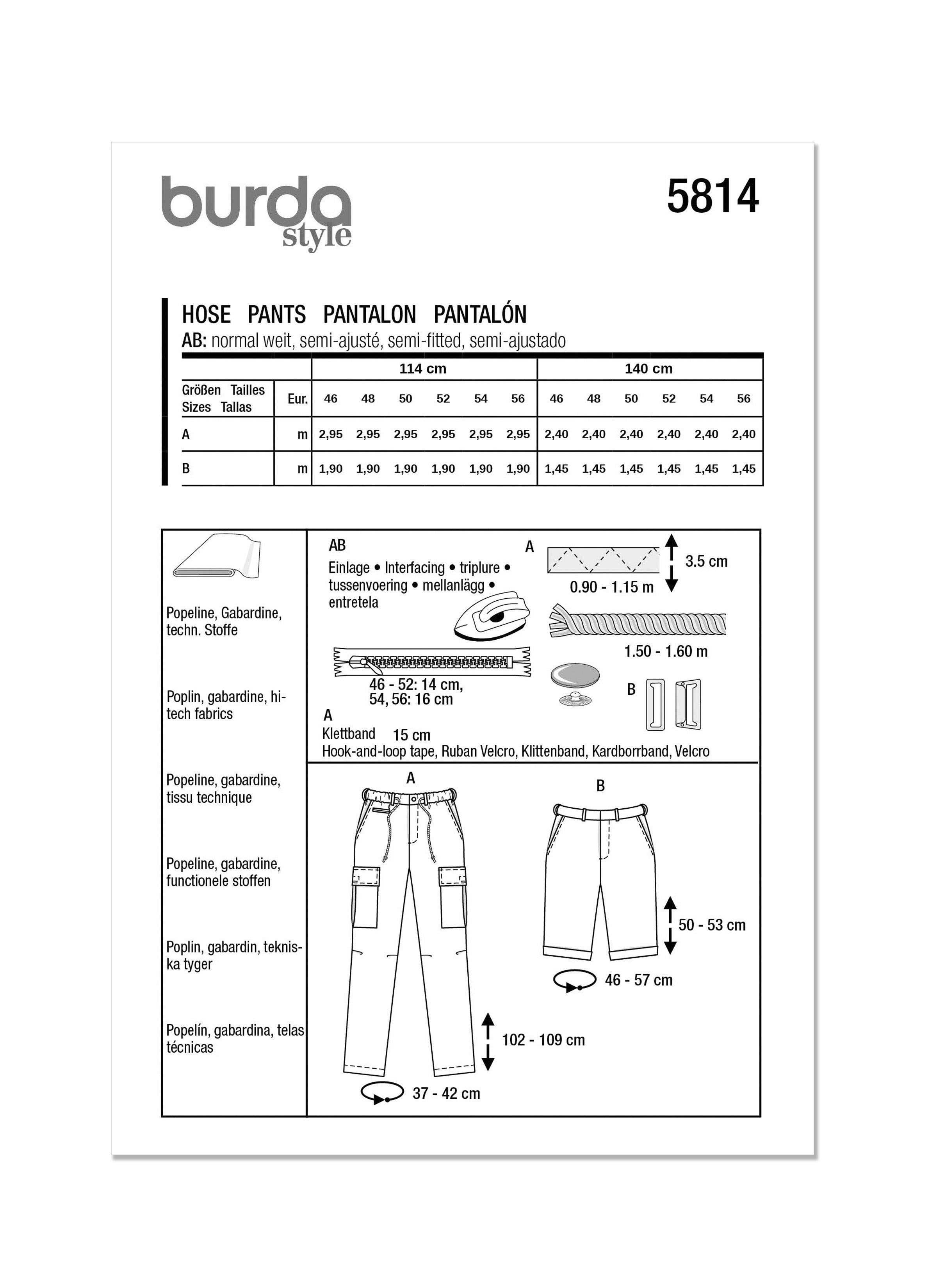 Burda Style Pattern 5814 Men's Trousers from Jaycotts Sewing Supplies
