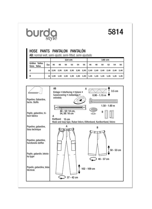 Burda Style Pattern 5814 Men's Trousers from Jaycotts Sewing Supplies