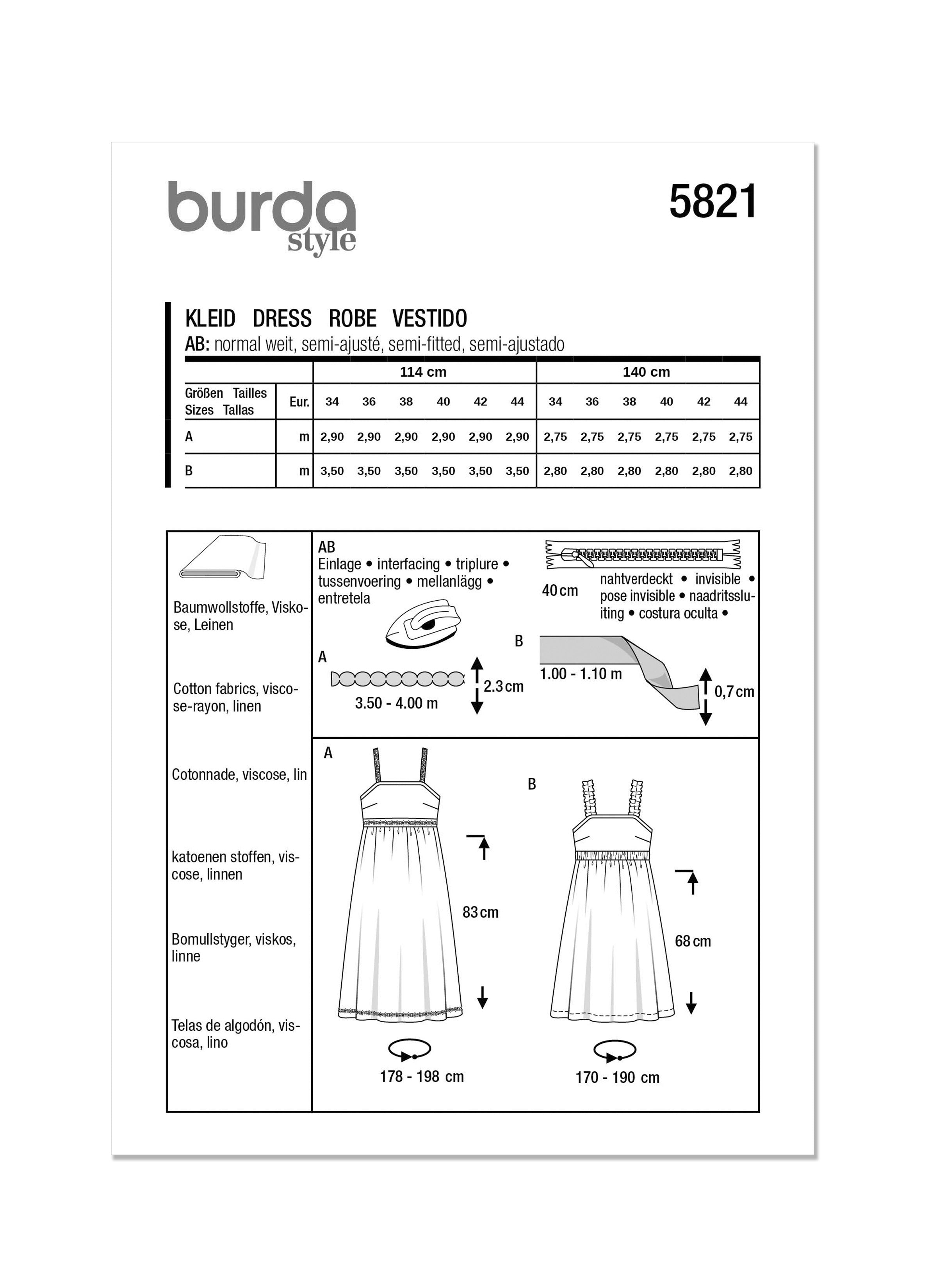Burda Style Pattern 5821 Misses' Dress from Jaycotts Sewing Supplies