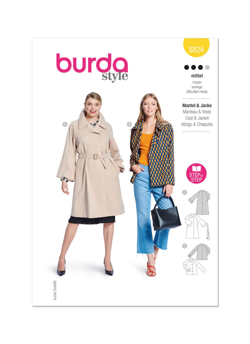 Burda Style 5824 Misses' Jacket and Coat Pattern from Jaycotts Sewing Supplies