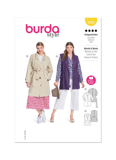 Burda Style 5840 Misses' Trench Coat Pattern from Jaycotts Sewing Supplies