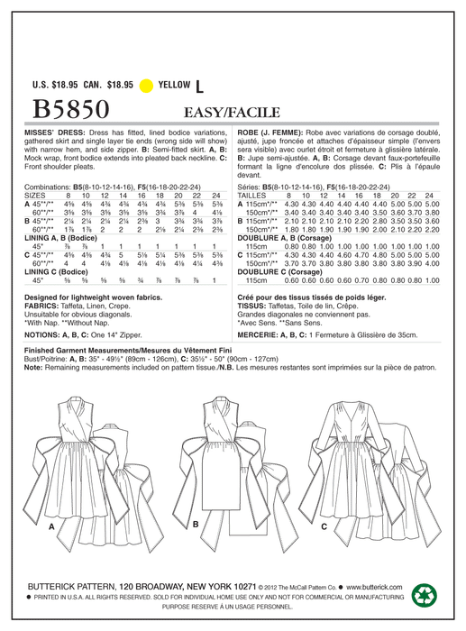 thumbnail image 2 of Butterick B5855 Misses' Tunic & Belt Sewing Pattern - Size Y (XS-S-M) 2 of 10