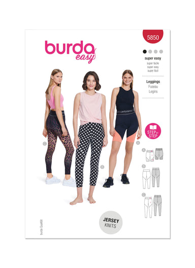 Burda Sewing Pattern 5850 Misses' Gym Leggings from Jaycotts Sewing Supplies