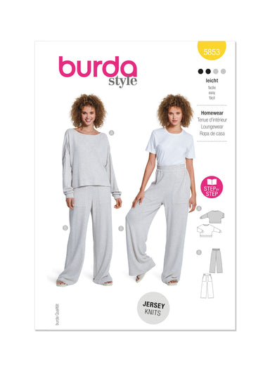 Burda Sewing Pattern 5853 Misses' Homewear from Jaycotts Sewing Supplies