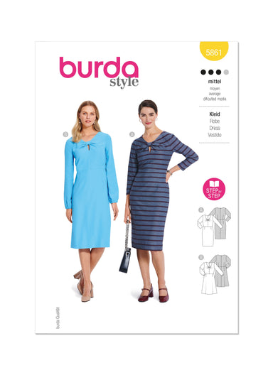 Burda Sewing Pattern 5861 Misses' Dress from Jaycotts Sewing Supplies
