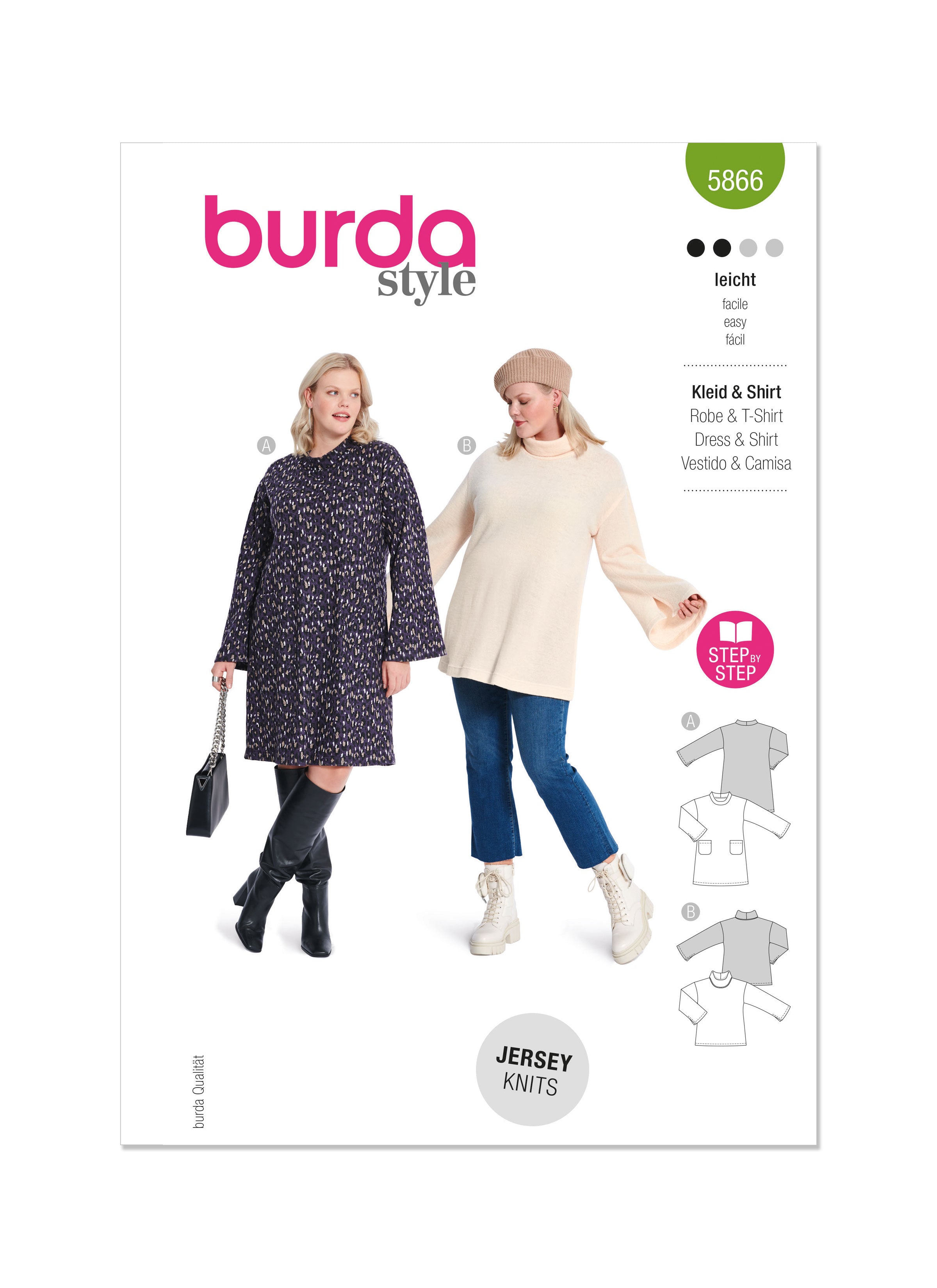 Burda Sewing Pattern 5866 Misses' Dress & Top from Jaycotts Sewing Supplies