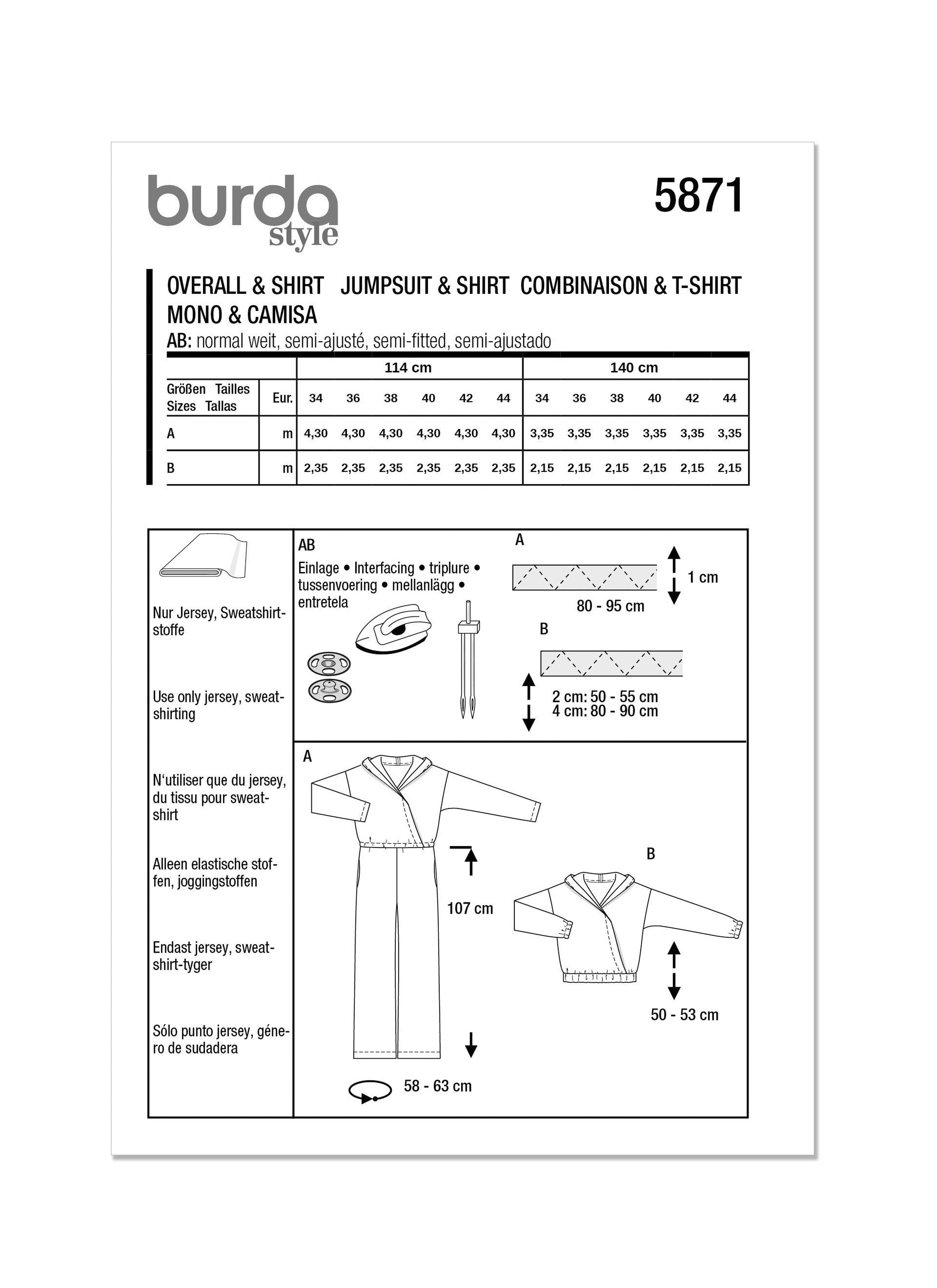 Burda Sewing Pattern 5871 Misses' Jumpsuit & Top from Jaycotts Sewing Supplies
