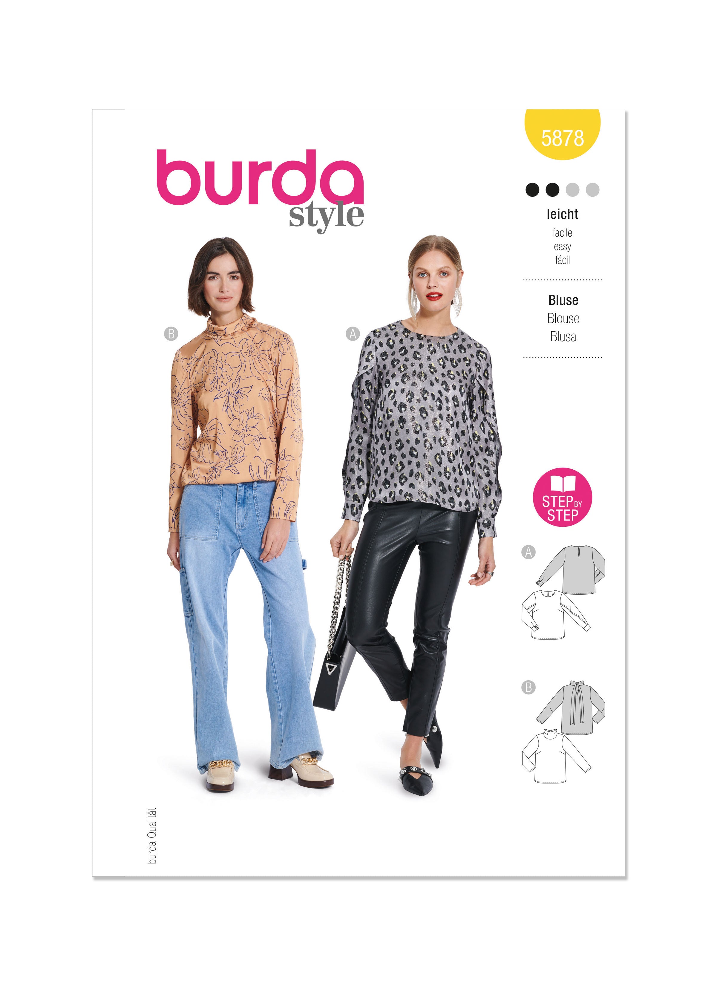 Burda Sewing Pattern 5878 Misses' Blouse from Jaycotts Sewing Supplies
