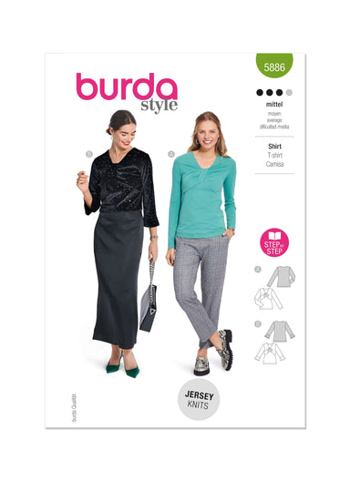 Burda Sewing Pattern 5886 Misses' Top from Jaycotts Sewing Supplies