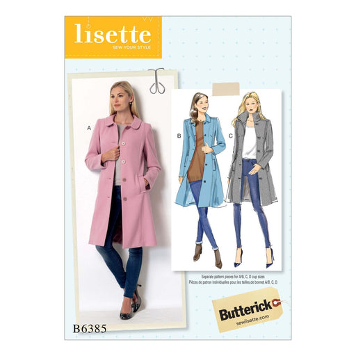 Butterick 6385 sewing pattern Ladies' Coats from Jaycotts Sewing Supplies