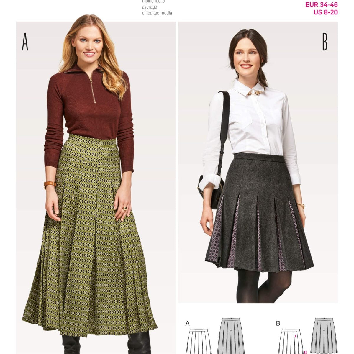 Burda 6466 Women's Pleated Skirt Sewing Pattern —