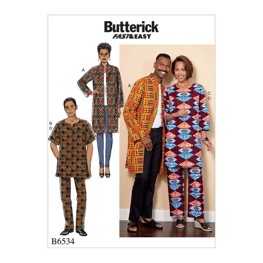 Butterick 6534 Misses'/Men's Coat, Tunic and Pants Pattern from Jaycotts Sewing Supplies