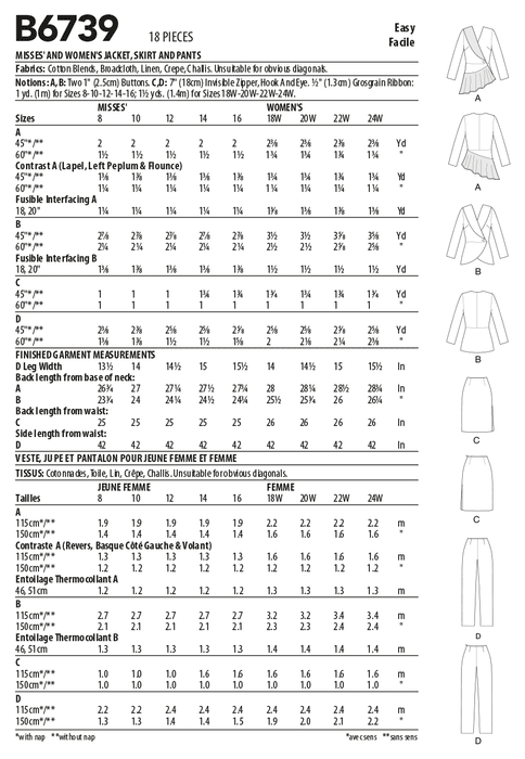 Butterick 6739 Jacket, Dress, Top, Skirt and Trousers Pattern from Jaycotts Sewing Supplies