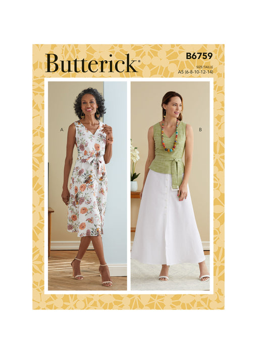 Butterick sewing pattern 6759 Misses' Dress, Sash and Belt from Jaycotts Sewing Supplies