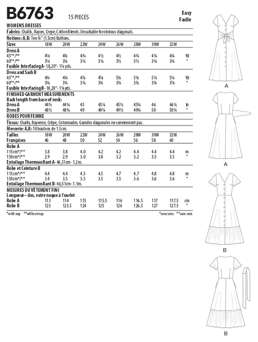 Butterick sewing pattern 6763 Women's Dress from Jaycotts Sewing Supplies