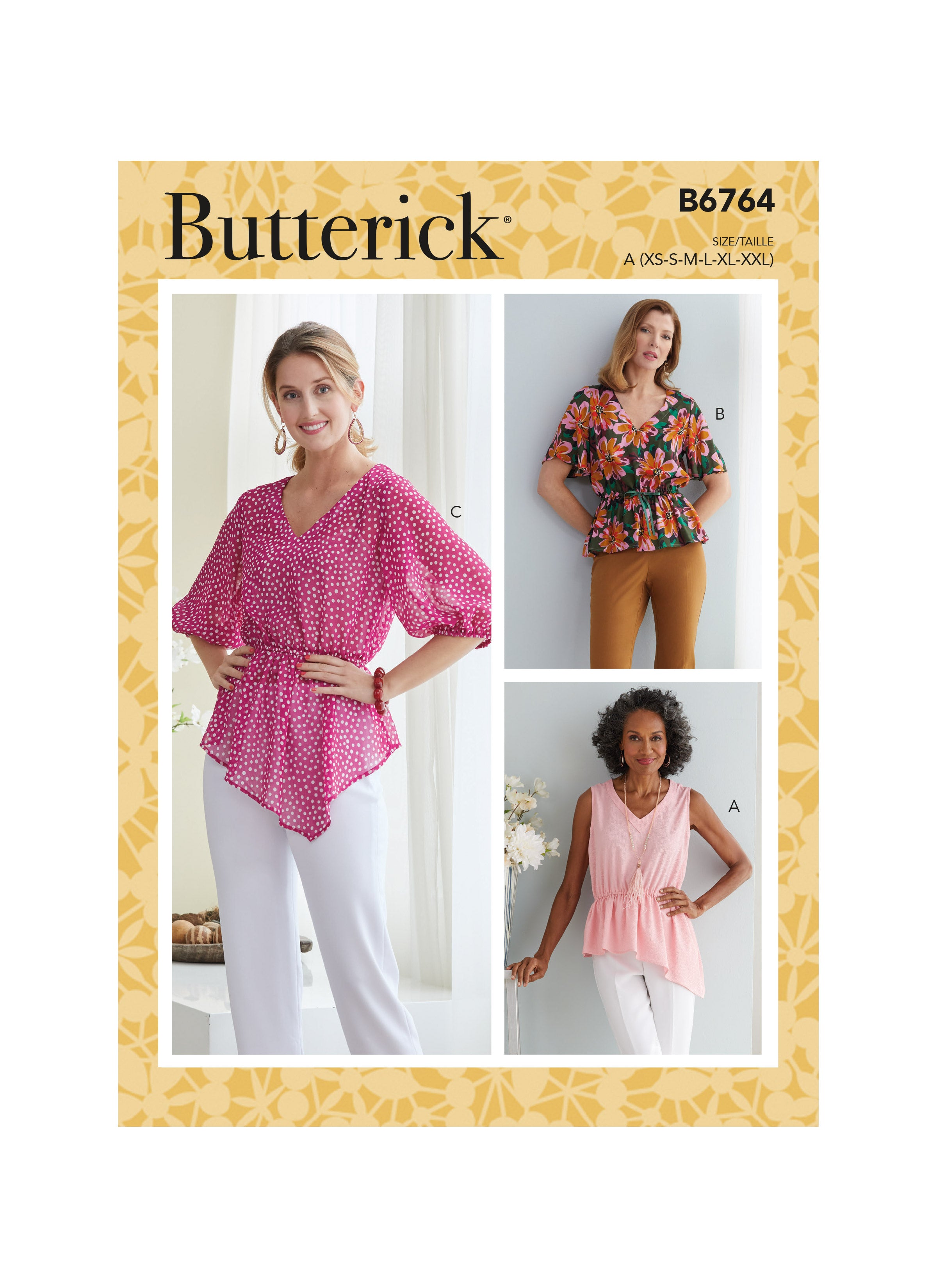 Butterick sewing pattern 6764 Misses' Tops from Jaycotts Sewing Supplies