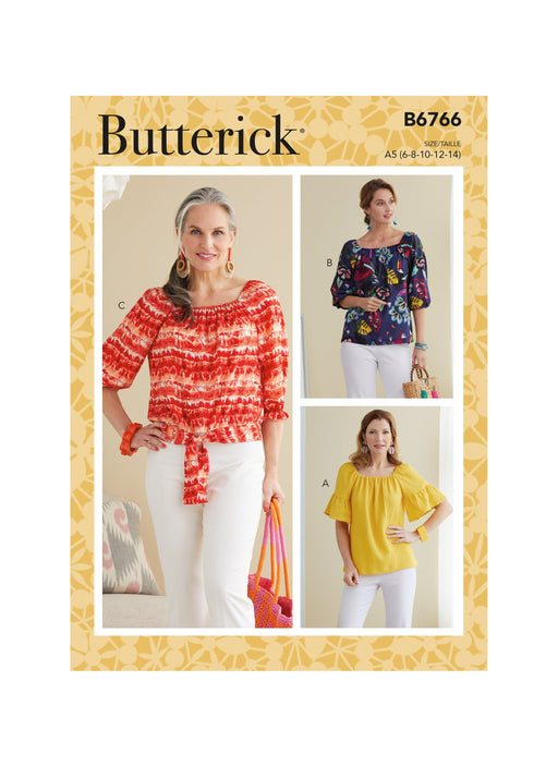 Butterick sewing pattern 6766 Misses' Tops from Jaycotts Sewing Supplies