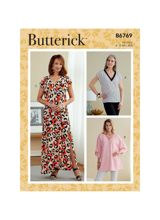 Butterick sewing pattern 6769 top, Tunic and Caftan from Jaycotts Sewing Supplies