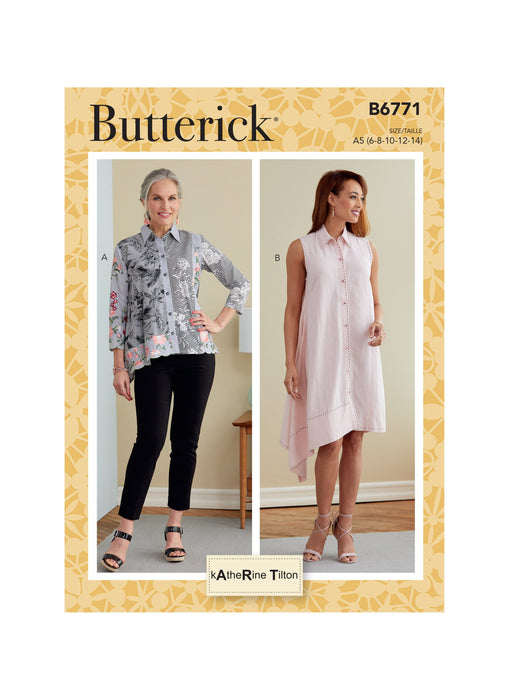 Butterick sewing pattern 6771 Misses' Shirt and Dress, from Jaycotts Sewing Supplies