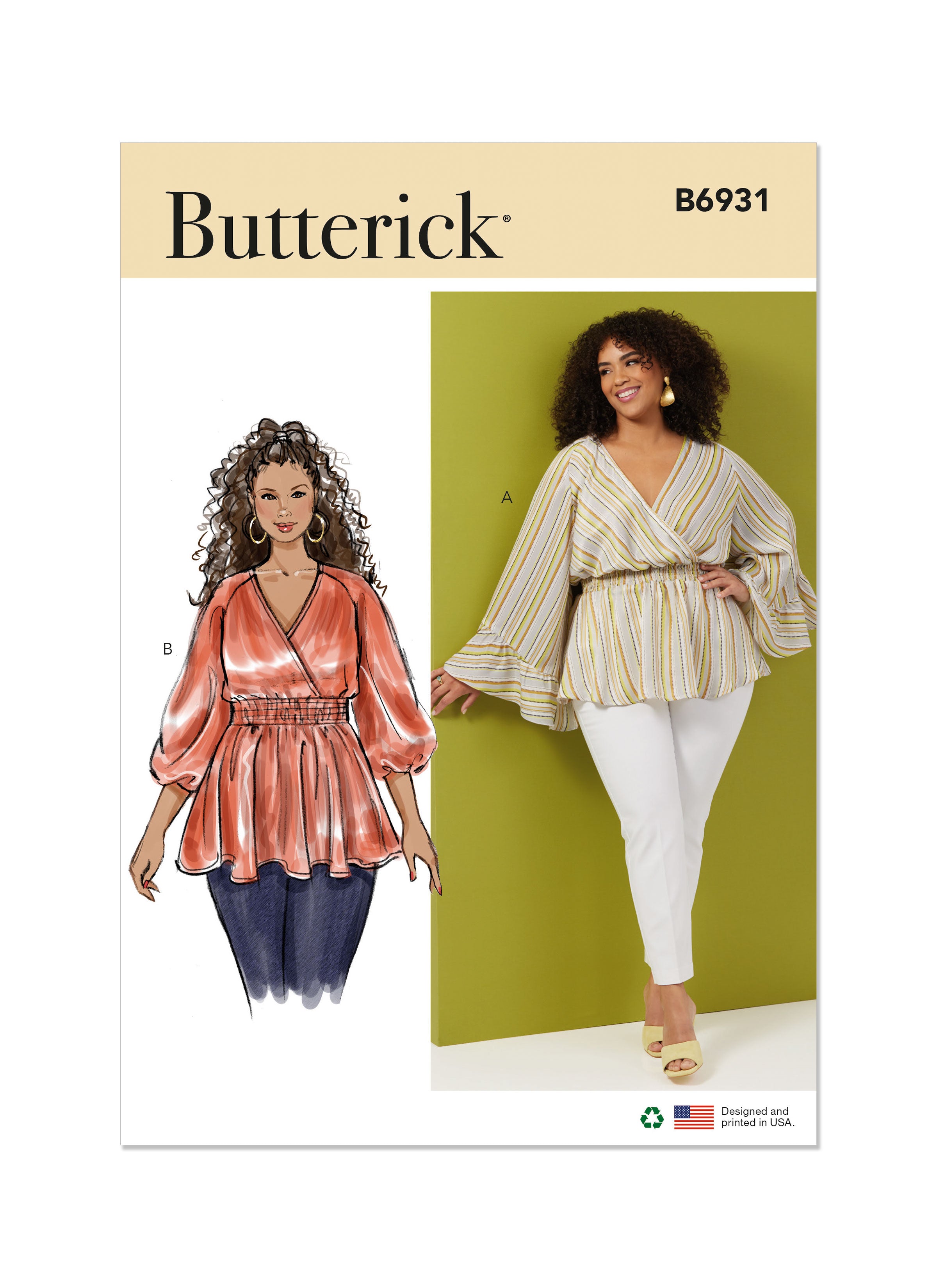 Butterick Sewing Pattern B6931 Women's Top from Jaycotts Sewing Supplies