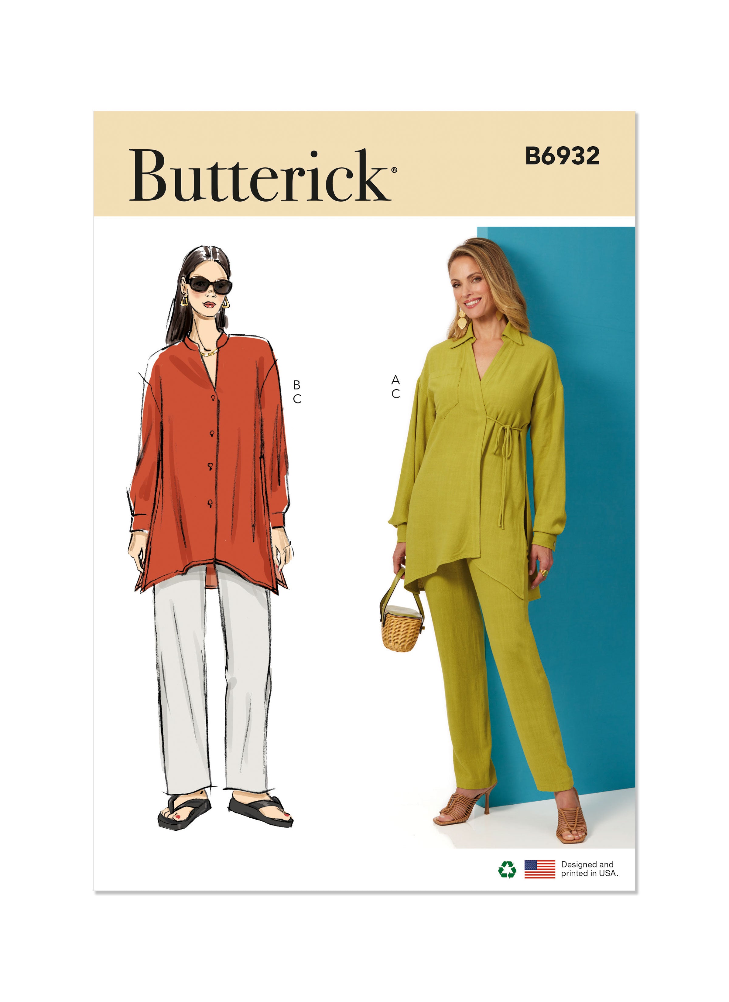 Butterick Sewing Pattern B6932 Misses’ Top and Pants from Jaycotts Sewing Supplies