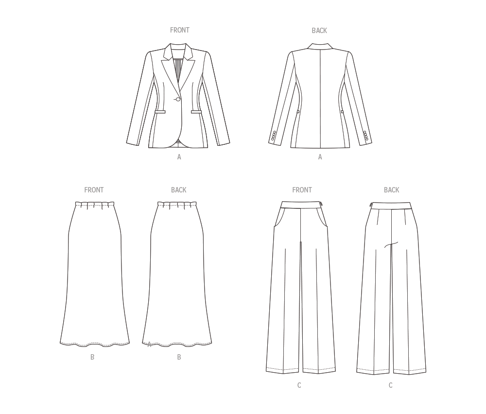 Butterick Sewing Pattern B6933 Misses' Jacket, Skirt and Pants from Jaycotts Sewing Supplies