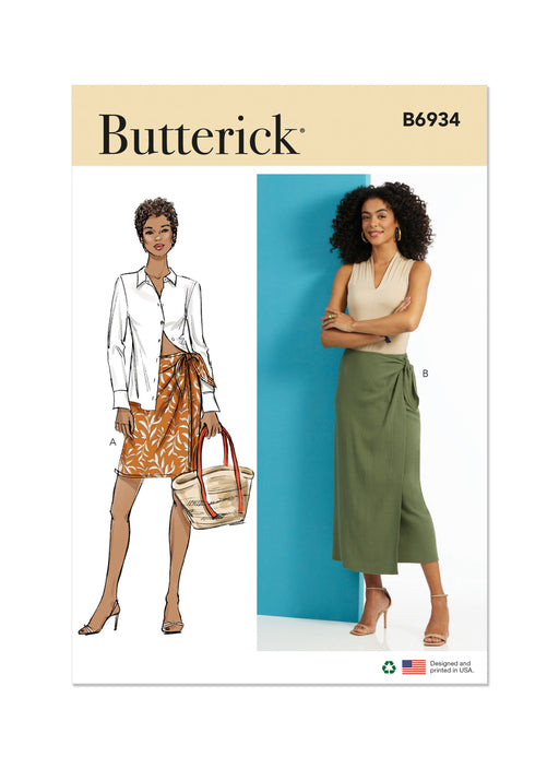 Butterick Sewing Pattern B6934 Misses' Wrap Skirt in Two Lengths from Jaycotts Sewing Supplies