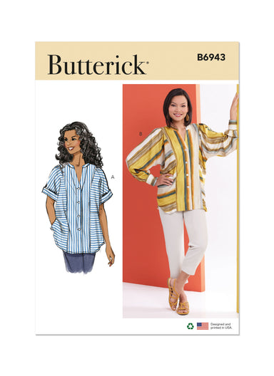 Butterick sewing pattern 6943 Top with Short or Long Sleeves from Jaycotts Sewing Supplies