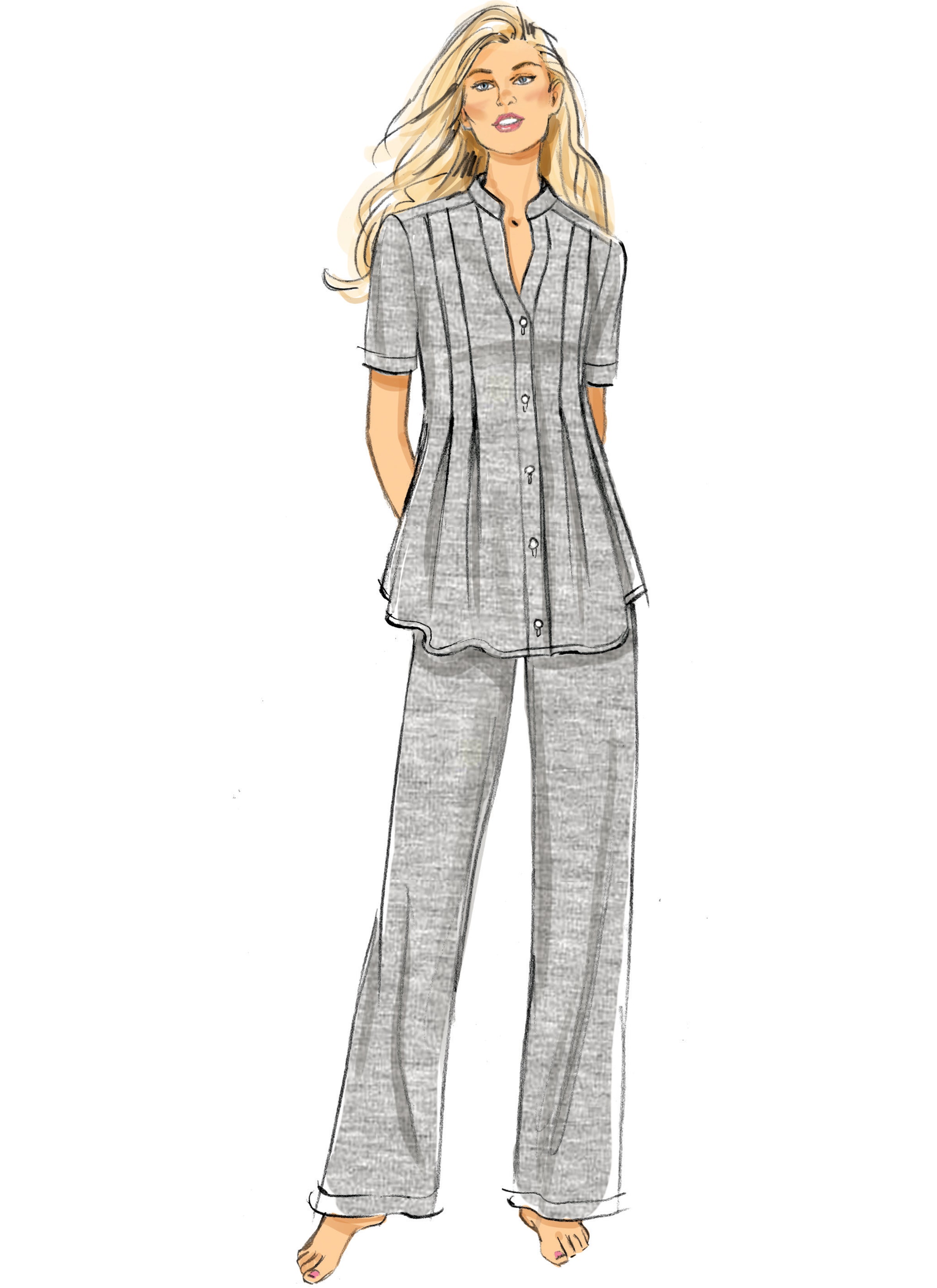Butterick 6945 sewing pattern Knit Lounge Top, Dress and Pants ...