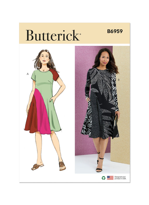 Butterick sewing pattern 6959 Dress with Short and Long Sleeves from Jaycotts Sewing Supplies