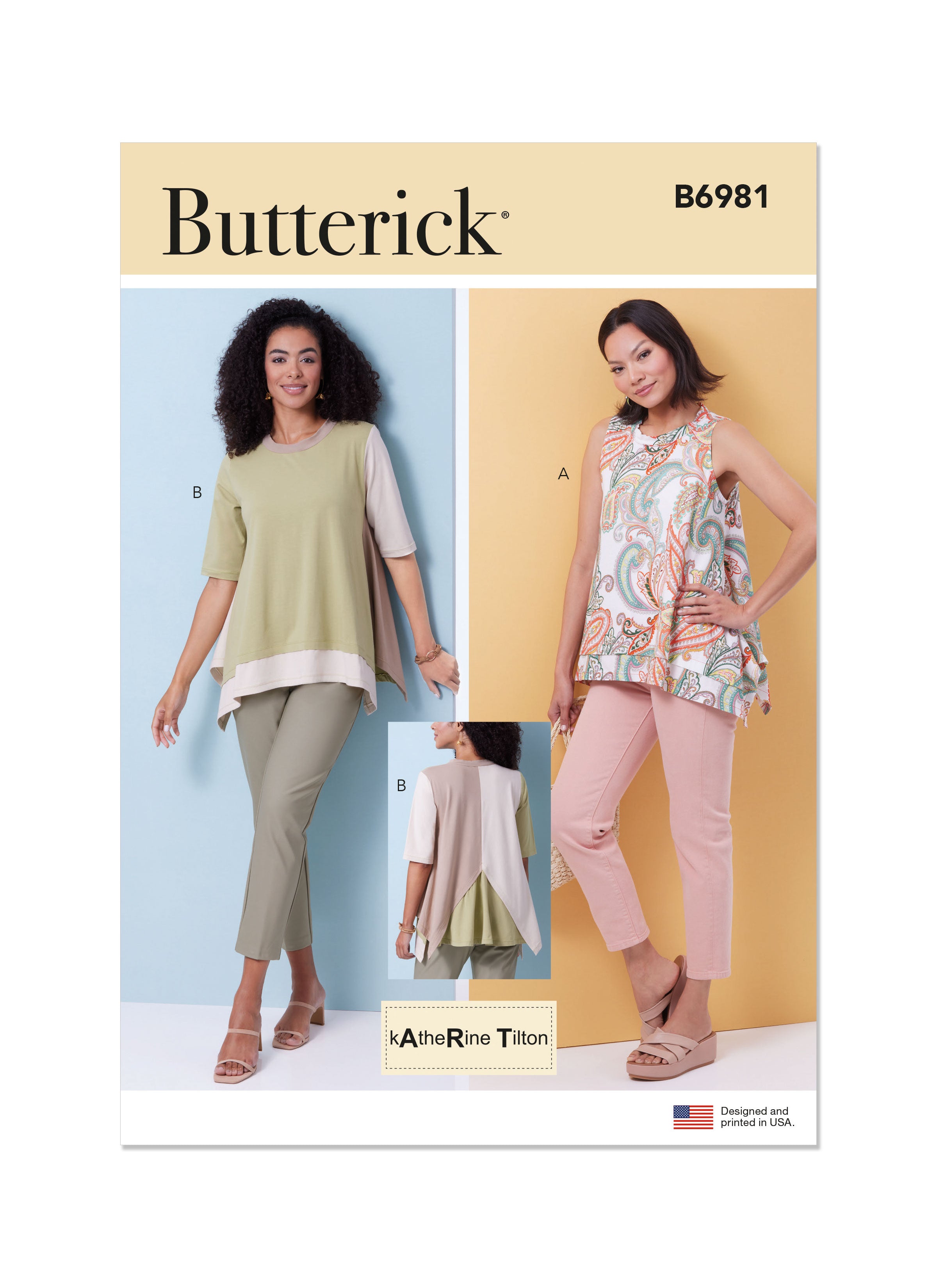 Butterick sewing pattern B6981 Misses' Tops by Katherine Tilton from Jaycotts Sewing Supplies