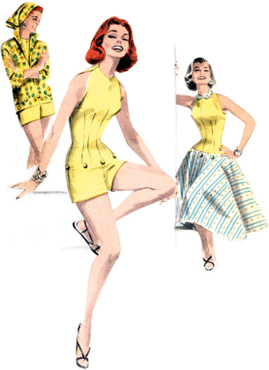 Butterick Sewing Pattern 6989 Vintage 1950's Playsuit, Blouse and Skirt from Jaycotts Sewing Supplies