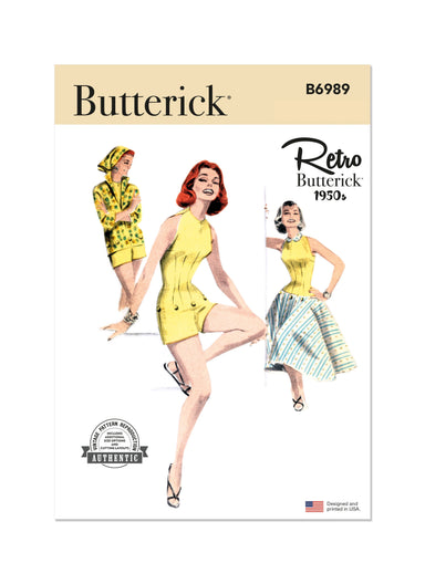 Butterick Sewing Pattern 6989 Vintage 1950's Playsuit, Blouse and Skirt from Jaycotts Sewing Supplies