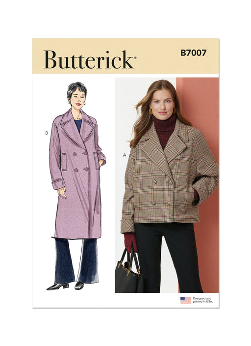 Butterick sewing pattern B7007 Misses' Jacket and Coat from Jaycotts Sewing Supplies