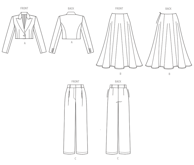 Butterick sewing pattern B7012 Misses' Jacket, Skirt, and Pants from Jaycotts Sewing Supplies