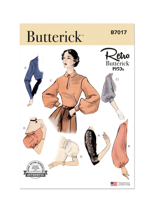 Butterick sewing pattern B7017 Set of Sleeves for Vintage Dresses and Blouses from Jaycotts Sewing Supplies